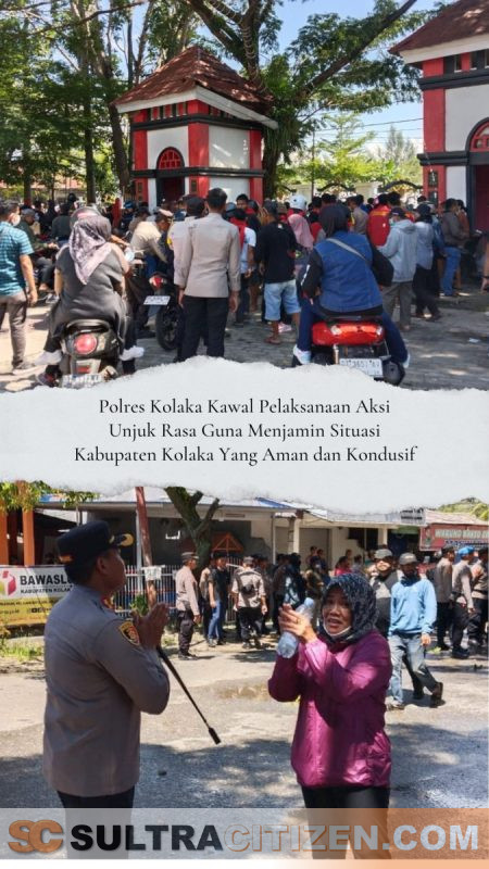 Polres Kolaka Kawal Pelaksanaan Aksi Unjuk Rasa Guna Menjamin Situasi Kabupaten Kolaka Yang Aman dan Kondusif