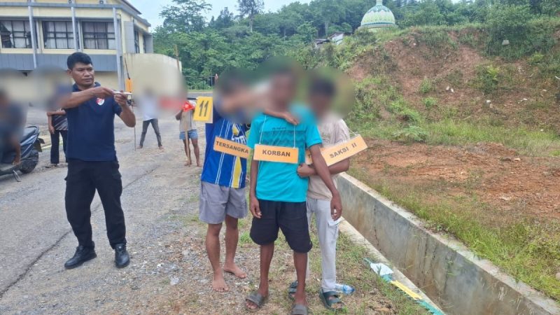 Polres Konawe Utara Gelar Rekonstruksi Kasus Tawuran di Desa Panggulawu