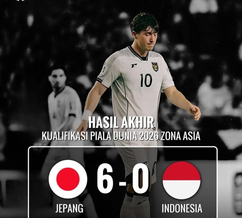 Walau babak Belur 6-0 dari Jepang, Skuad Garuda dipastikan Lolos ke Ronde ke – 4 kualifikasi Piala Dunia 2026